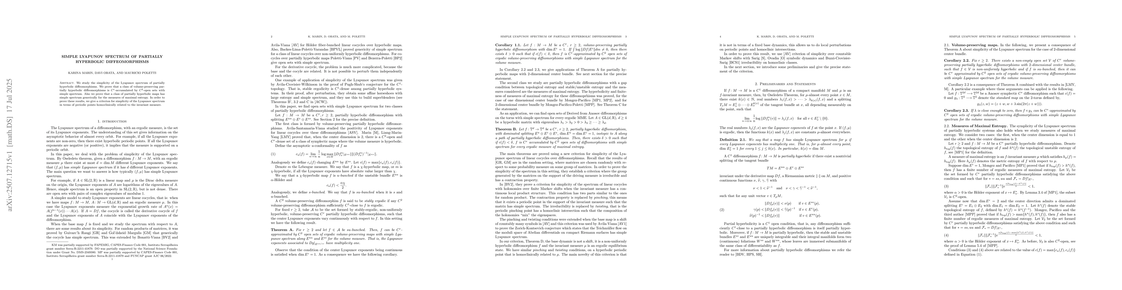 Thumbnail for Simple Lyapunov spectrum of partially hyperbolic diffeomorphisms