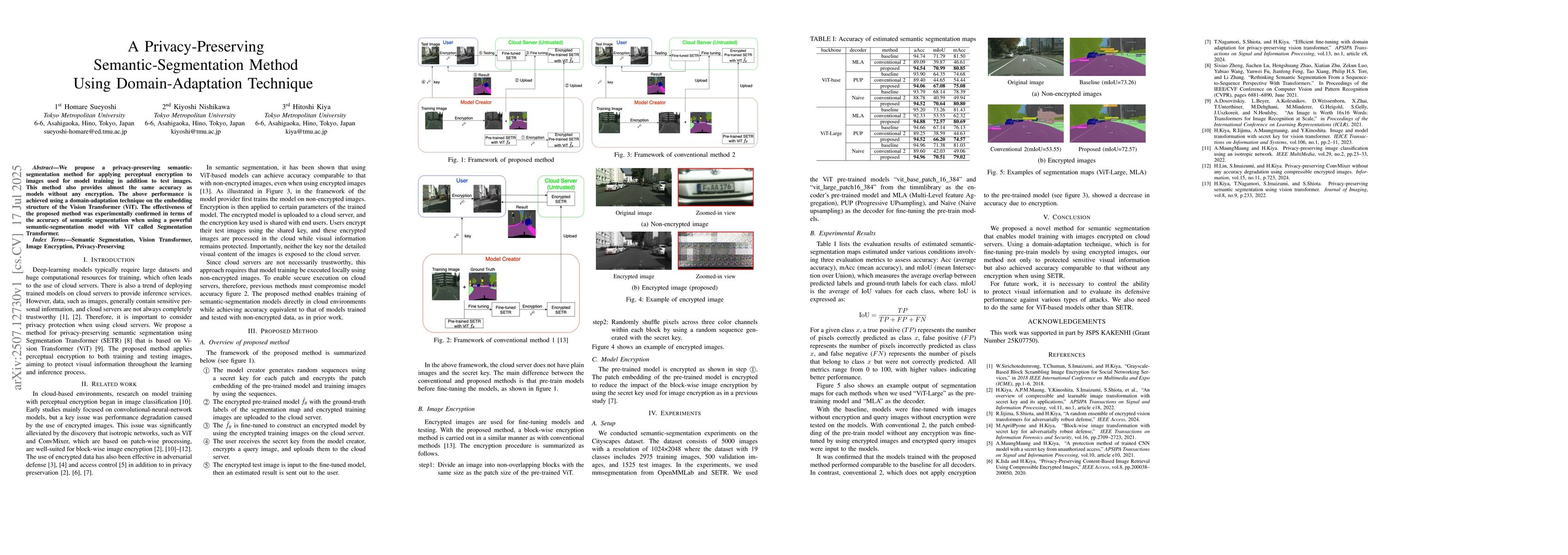 Thumbnail for A Privacy-Preserving Semantic-Segmentation Method Using
  Domain-Adaptation Technique