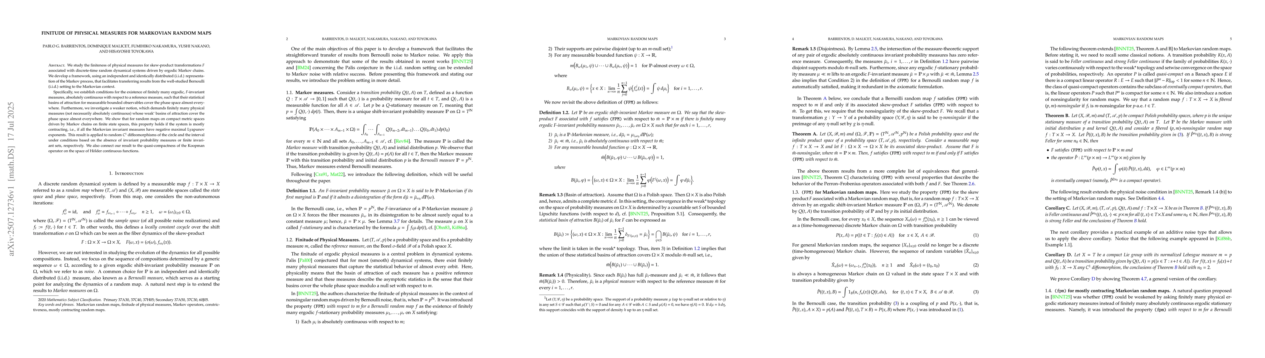 Thumbnail for Finitude of physical measures for Markovian random maps