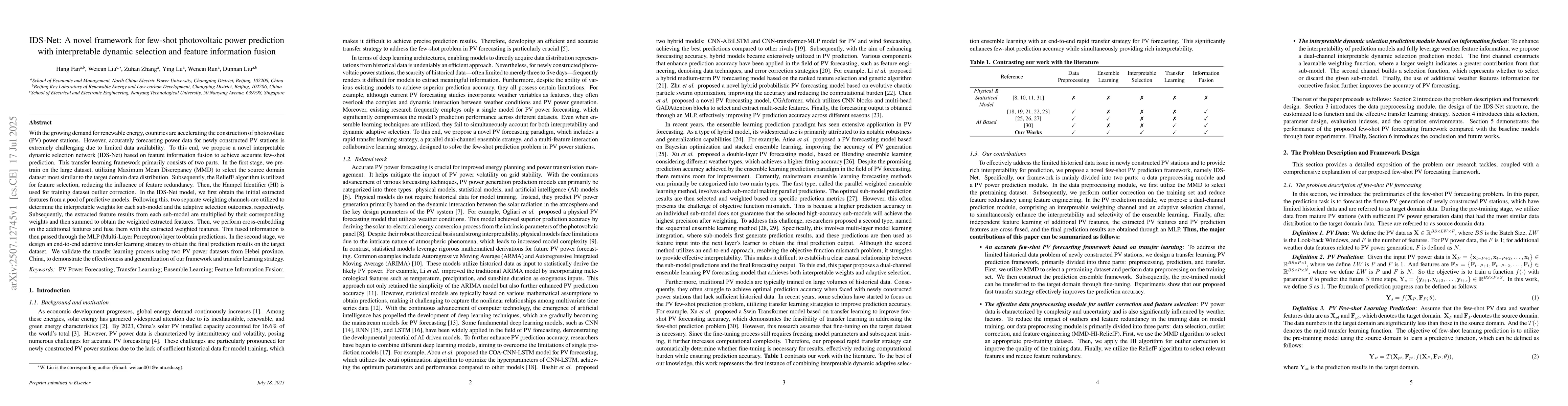 Thumbnail for IDS-Net: A novel framework for few-shot photovoltaic power prediction
  with interpretable dynamic selection and feature information fusion