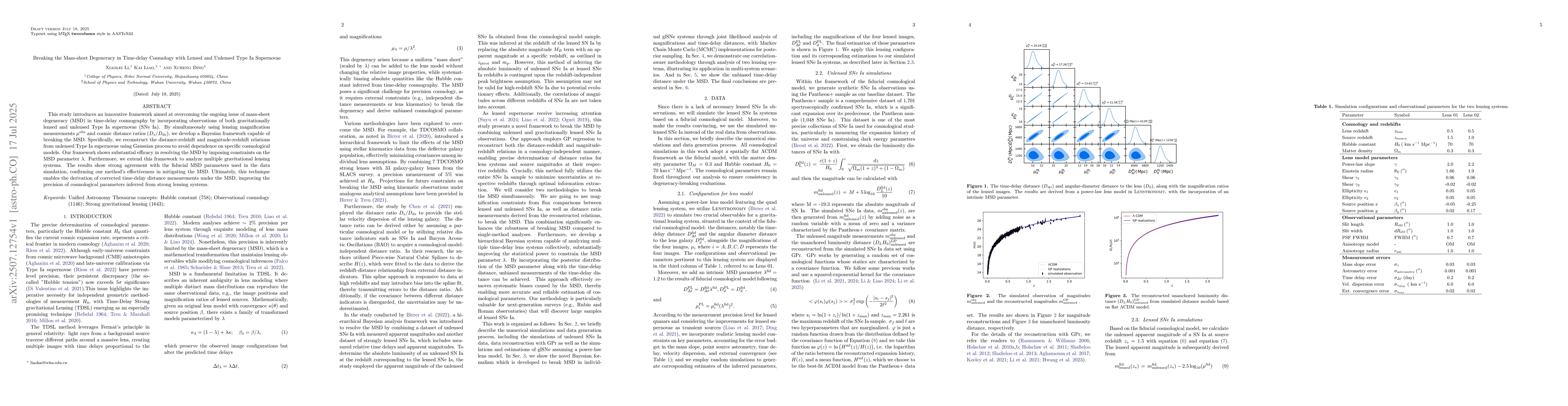 Thumbnail for Breaking the Mass-sheet Degeneracy in Time-delay Cosmology with Lensed
  and Unlensed Type Ia Supernovae