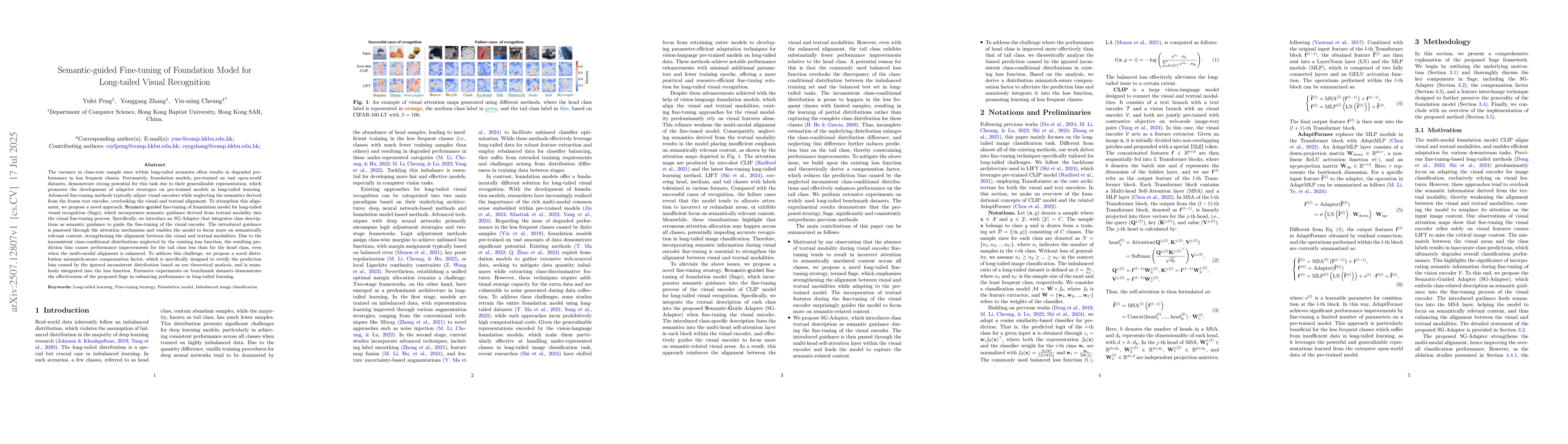 Thumbnail for Semantic-guided Fine-tuning of Foundation Model for Long-tailed Visual
  Recognition