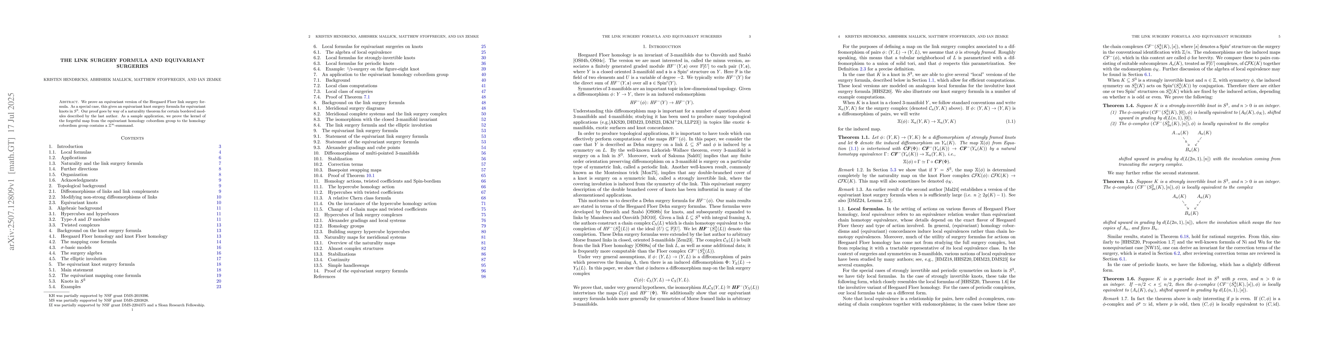 Thumbnail for The link surgery formula and equivariant surgeries