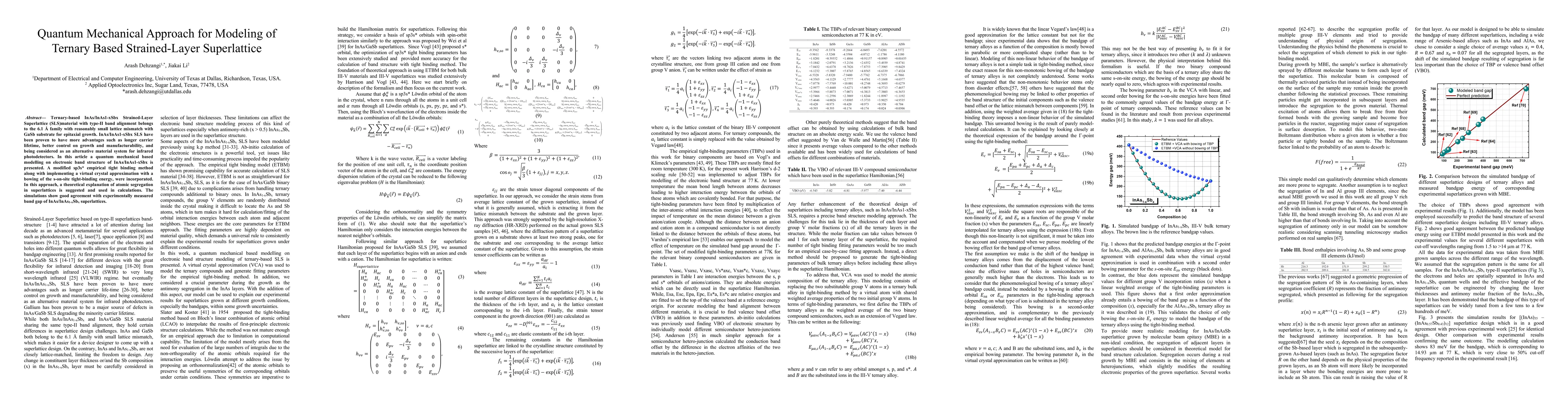 Thumbnail for Quantum Mechanical Approach for Modeling of Ternary Based Strained-Layer
  Superlattice