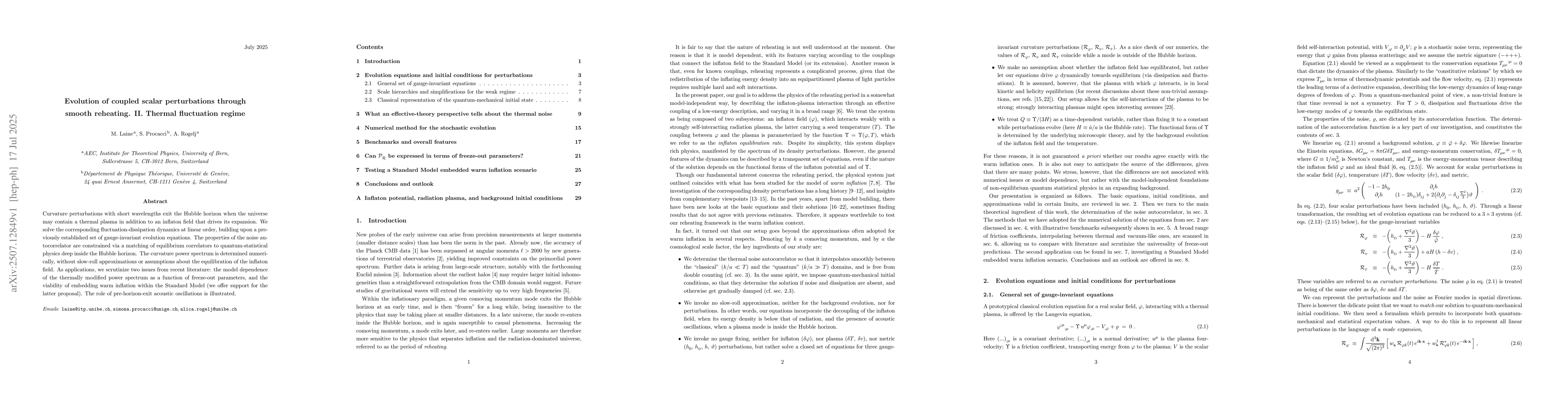 Thumbnail for Evolution of coupled scalar perturbations through smooth reheating. II.
  Thermal fluctuation regime