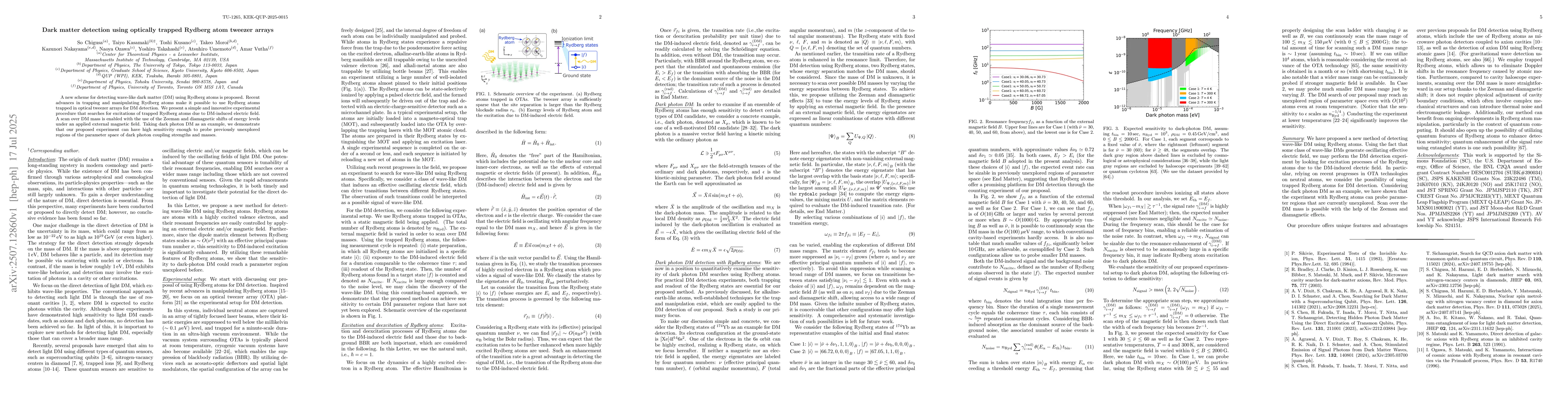 Thumbnail for Dark matter detection using optically trapped Rydberg atom tweezer
  arrays