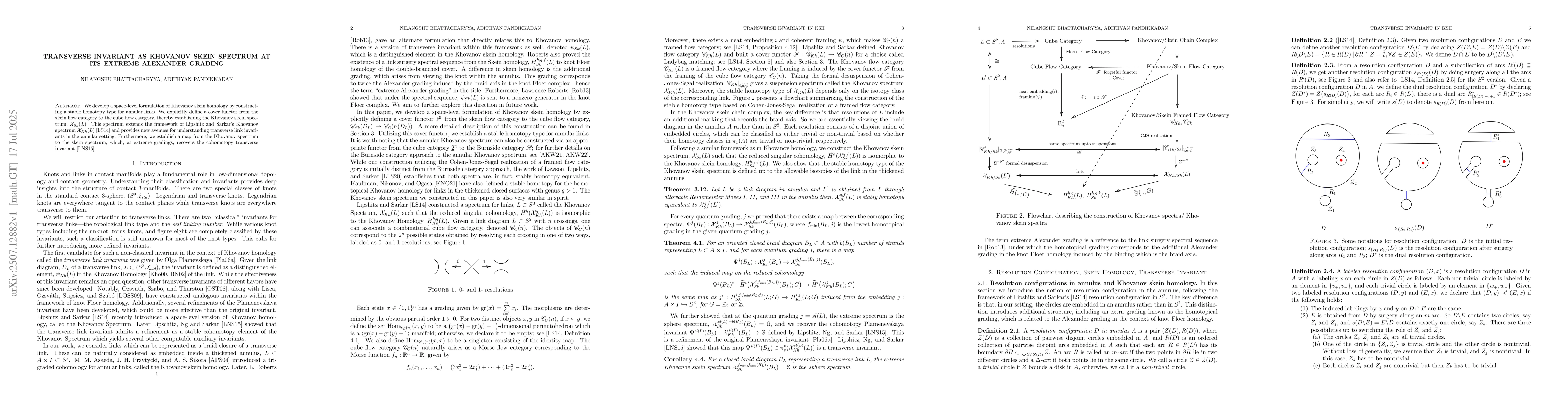 Thumbnail for Transverse invariant as Khovanov skein spectrum at its extreme Alexander
  grading