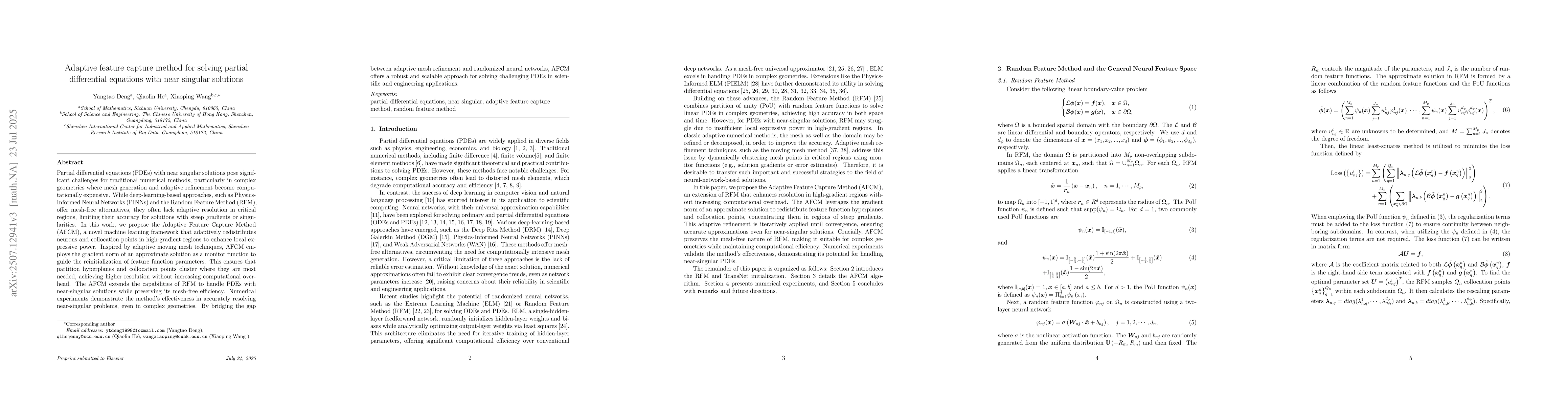 Thumbnail for Adaptive feature capture method for solving partial differential
  equations with low regularity solutions