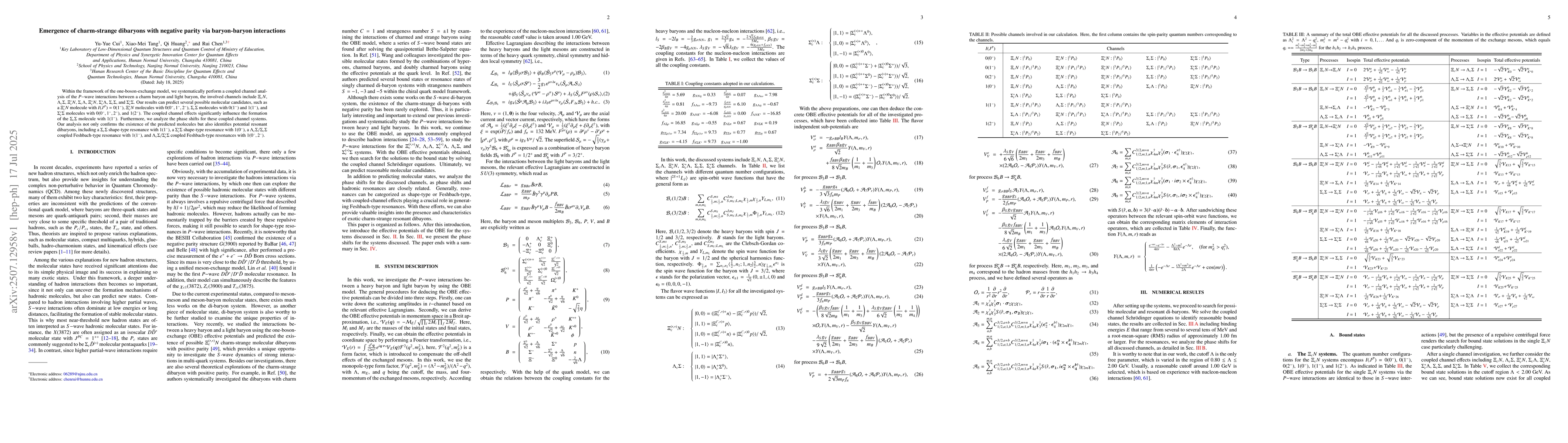 Thumbnail for Emergence of charm-strange dibaryons with negative parity via
  baryon-baryon interactions