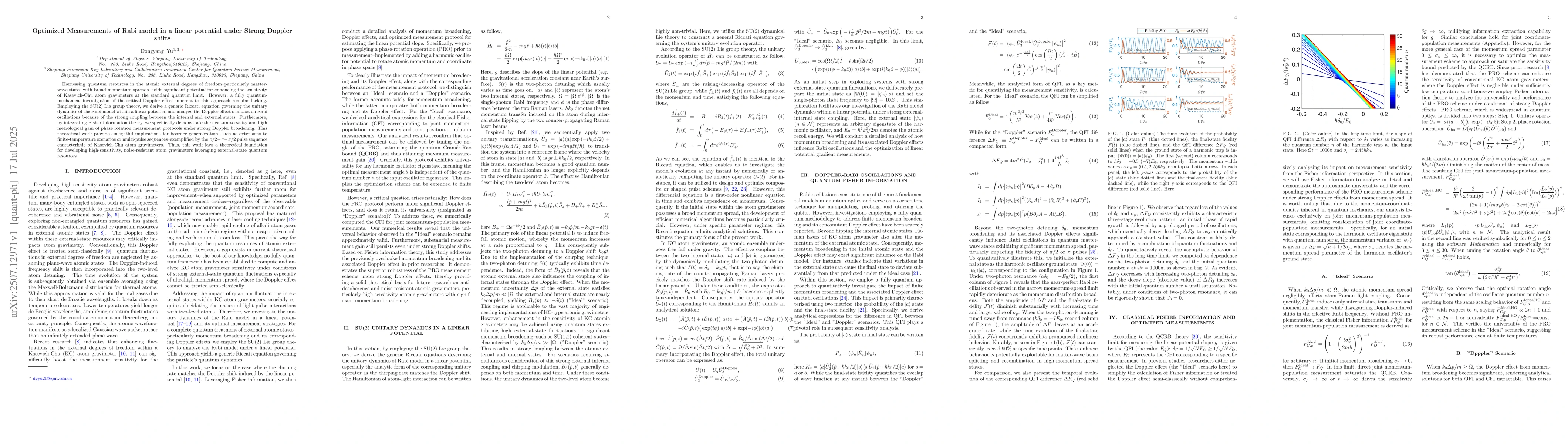 Thumbnail for Optimized Measurements of Rabi model in a linear potential under Strong
  Doppler shifts