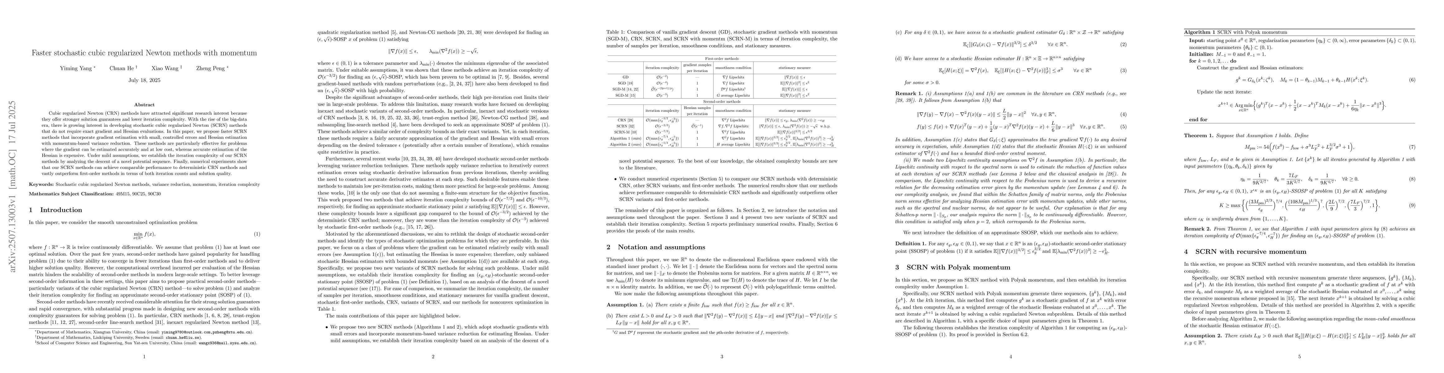 Thumbnail for Faster stochastic cubic regularized Newton methods with momentum