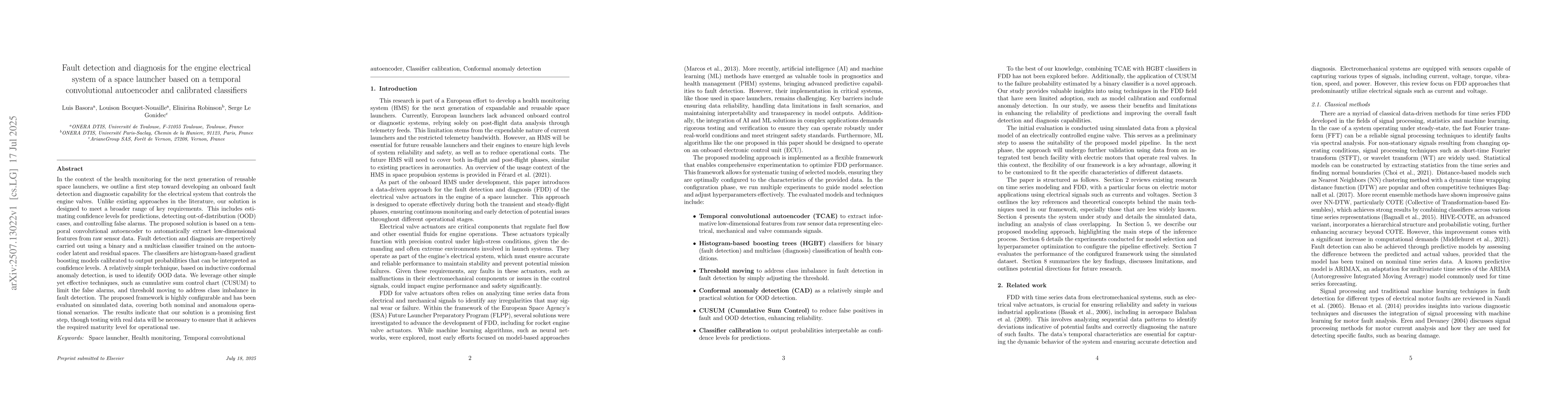 Thumbnail for Fault detection and diagnosis for the engine electrical system of a
  space launcher based on a temporal convolutional autoencoder and calibrated
  classifiers