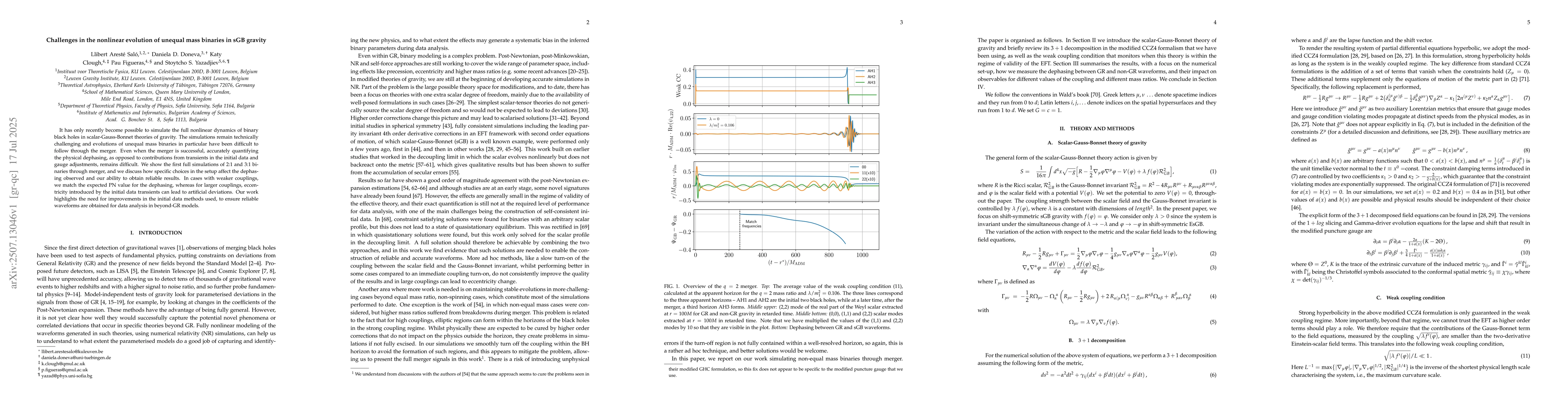 Thumbnail for Challenges in the nonlinear evolution of unequal mass binaries in sGB
  gravity