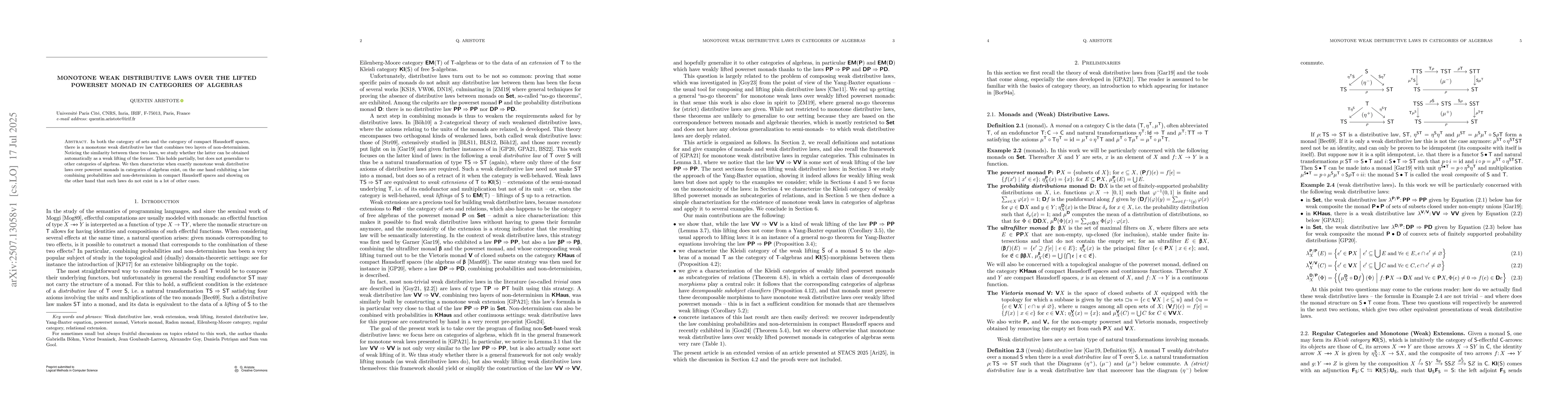 Thumbnail for Monotone weak distributive laws over the lifted powerset monad in
  categories of algebras