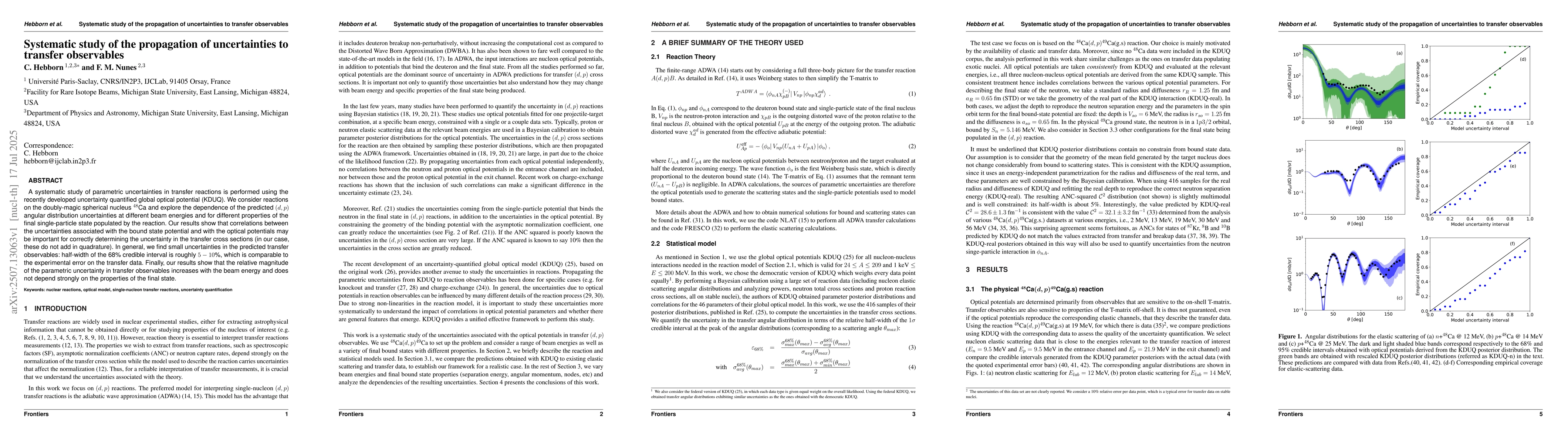 Thumbnail for Systematic study of the propagation of uncertainties to transfer
  observables