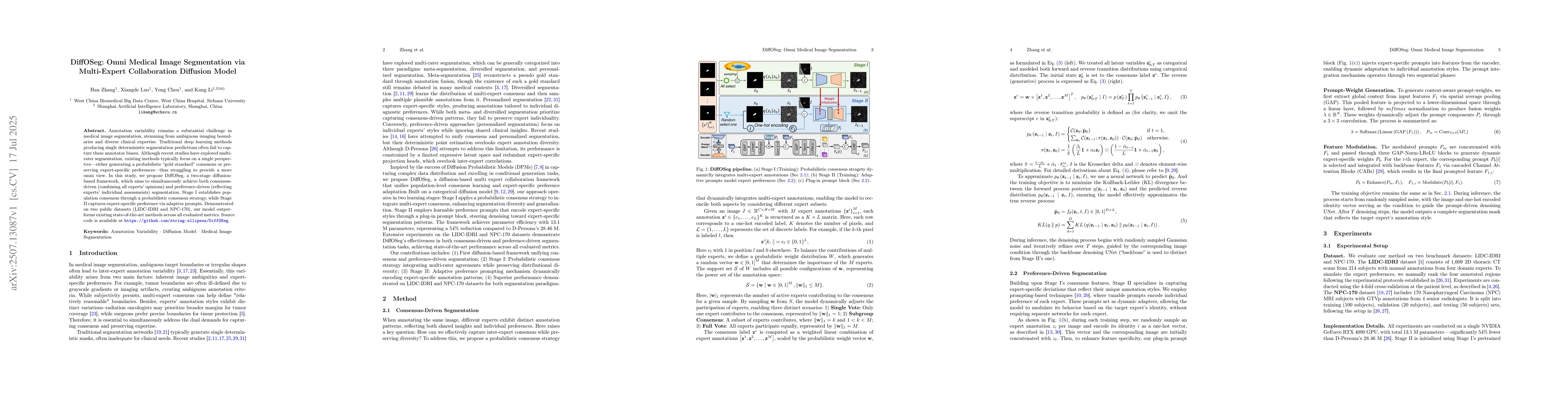 Thumbnail for DiffOSeg: Omni Medical Image Segmentation via Multi-Expert Collaboration
  Diffusion Model