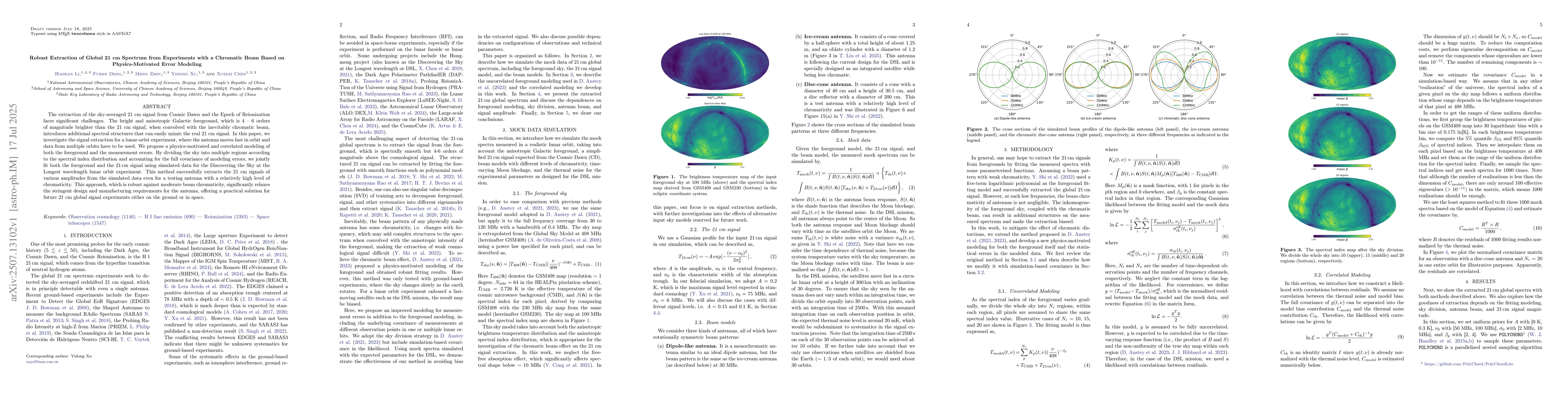 Thumbnail for Robust Extraction of Global 21 cm Spectrum from Experiments with a
  Chromatic Beam Based on Physics-Motivated Error Modeling