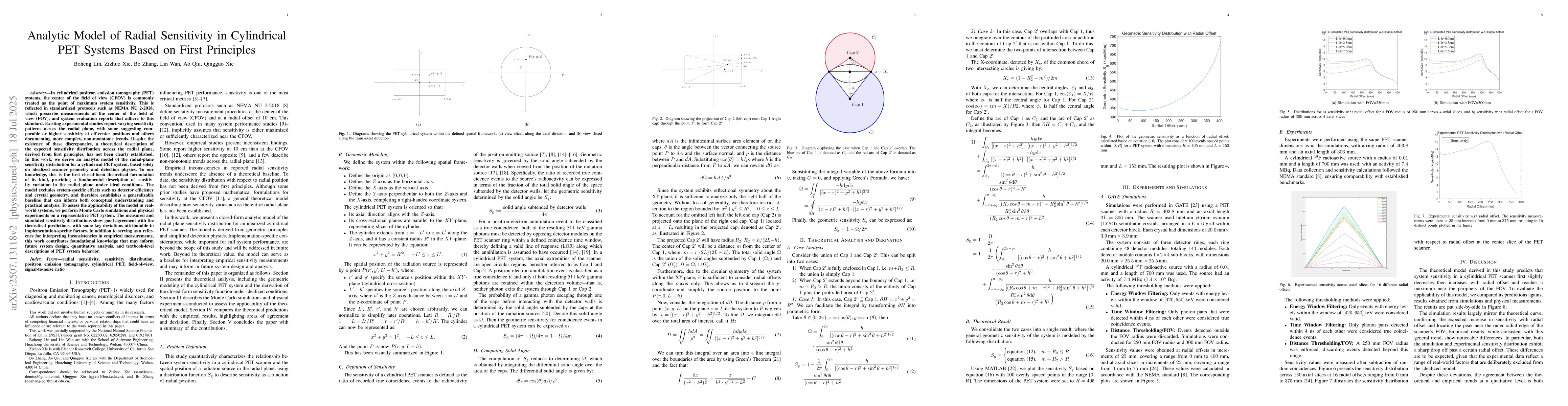 Thumbnail for Analytic Model of Radial Sensitivity in Cylindrical PET Systems Based on
  First Principles