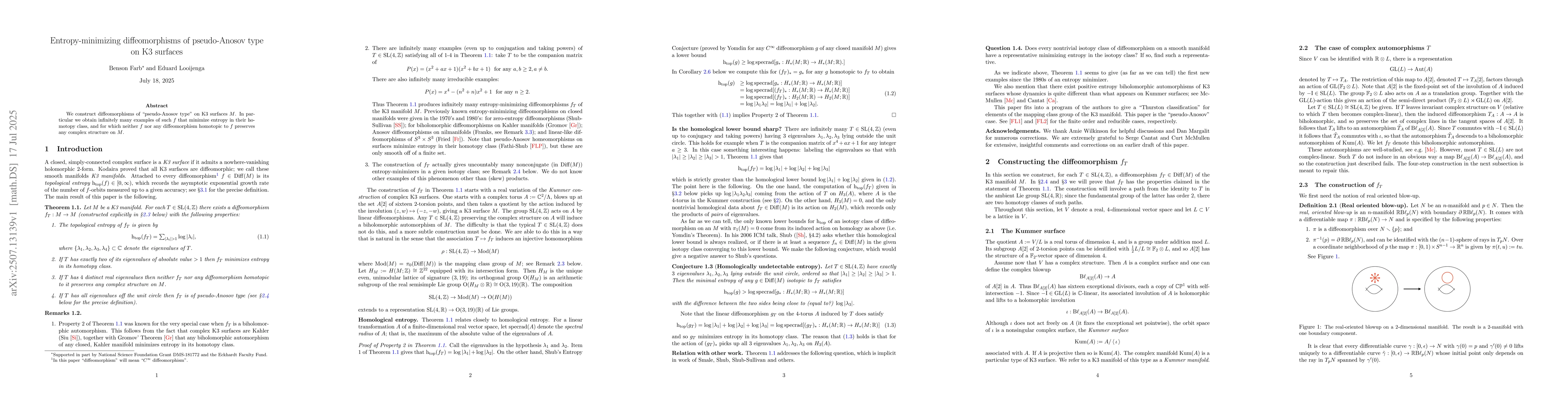 Thumbnail for Entropy-minimizing diffeomorphisms of pseudo-Anosov type on K3 surfaces