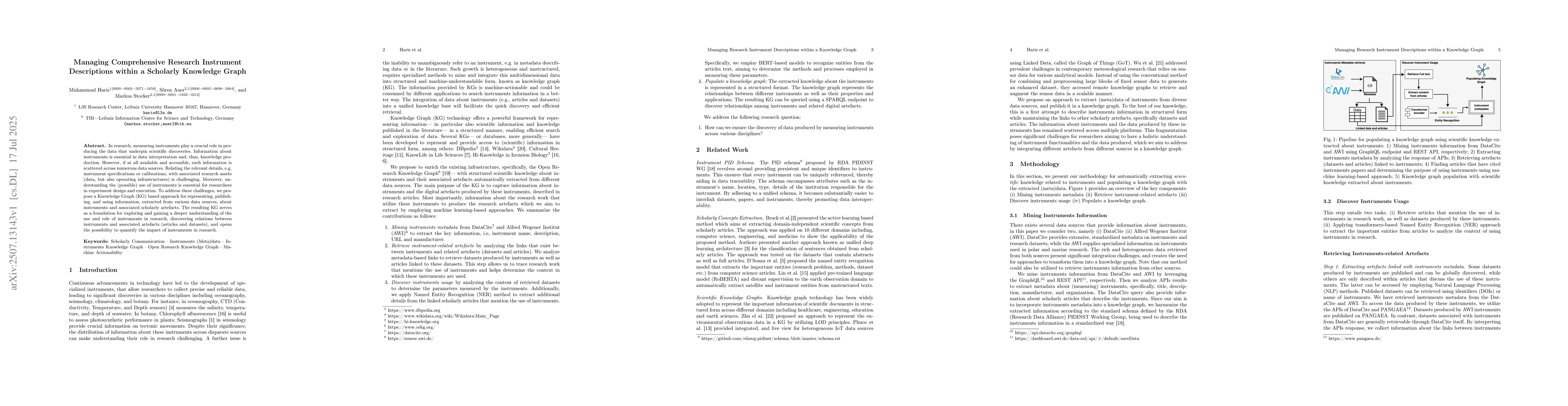 Thumbnail for Managing Comprehensive Research Instrument Descriptions within a
  Scholarly Knowledge Graph