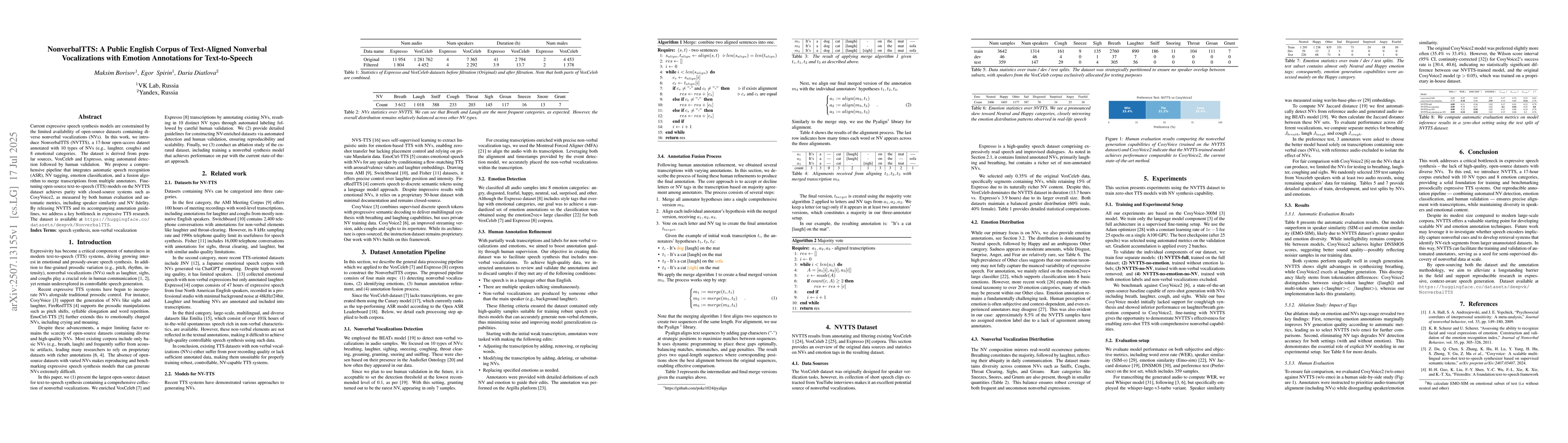 Thumbnail for NonverbalTTS: A Public English Corpus of Text-Aligned Nonverbal
  Vocalizations with Emotion Annotations for Text-to-Speech