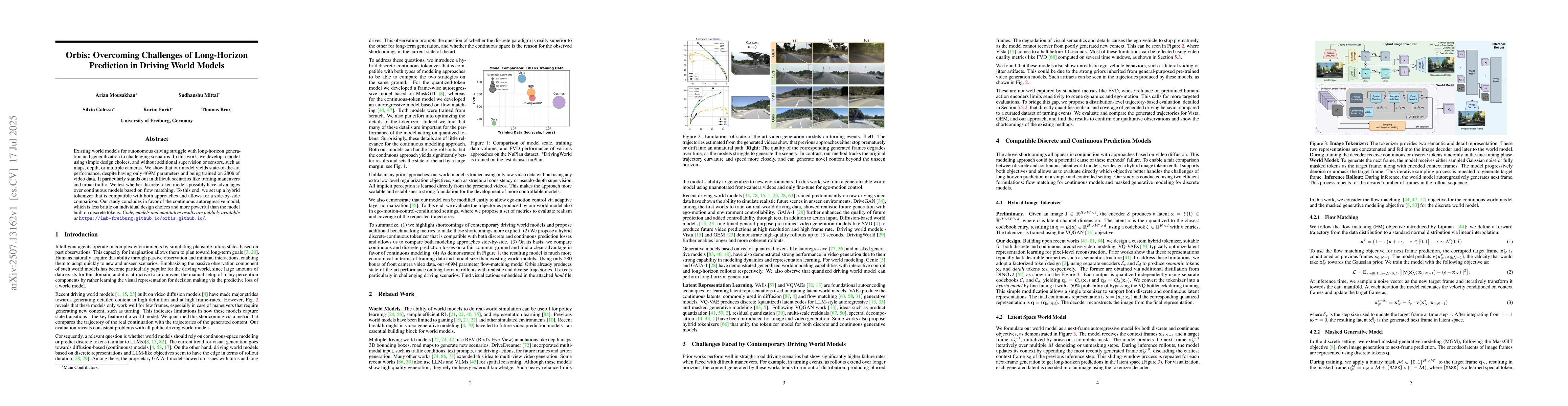 Thumbnail for Orbis: Overcoming Challenges of Long-Horizon Prediction in Driving World
  Models