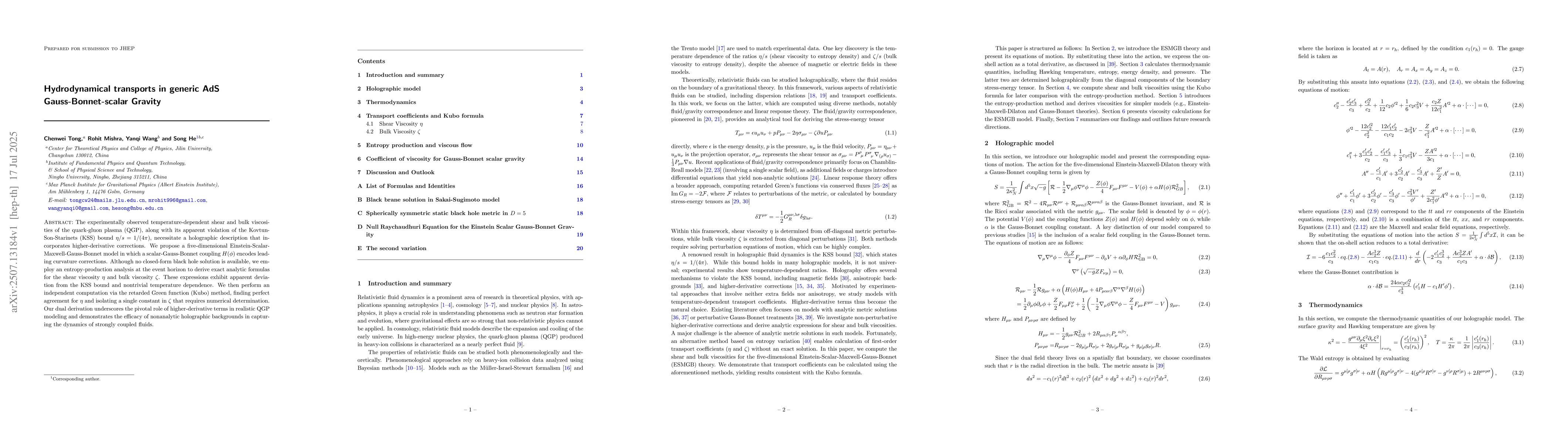 Thumbnail for Hydrodynamical transports in generic AdS Gauss-Bonnet-scalar Gravity