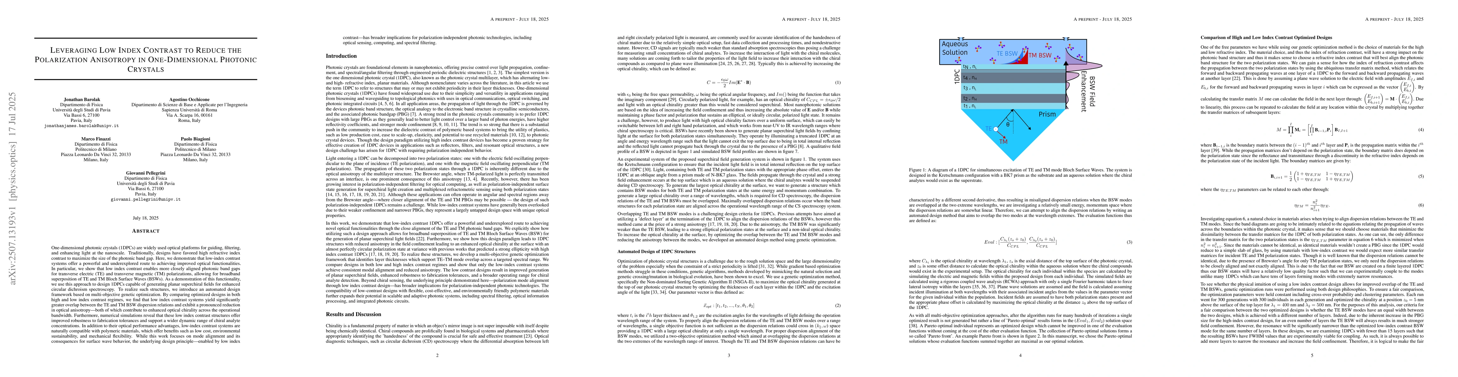 Thumbnail for Leveraging Low Index Contrast to Reduce the Polarization Anisotropy in
  One-Dimensional Photonic Crystals