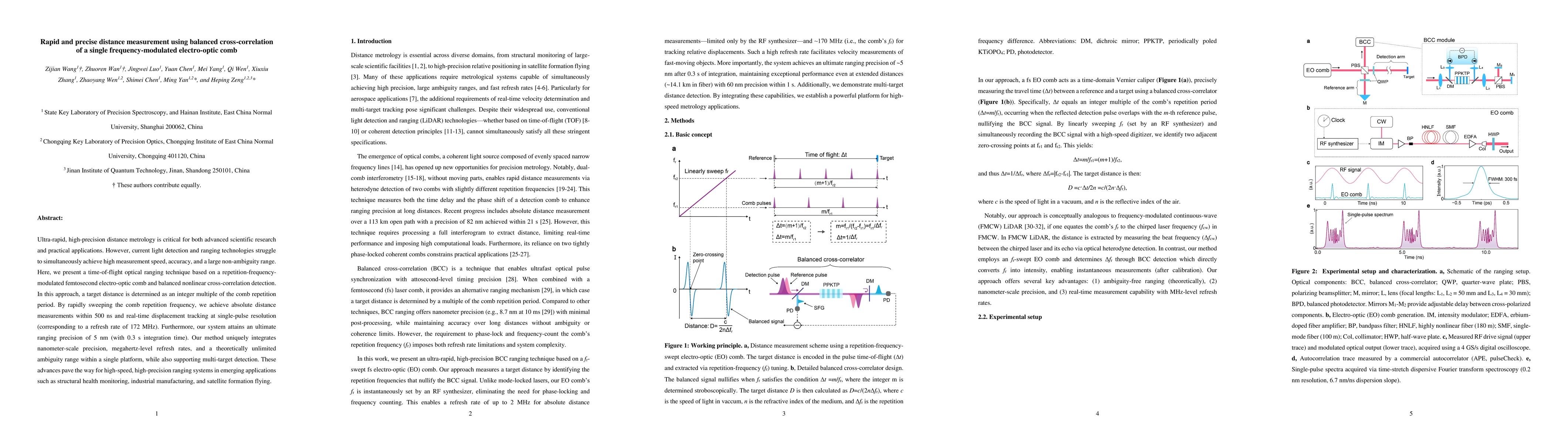 Thumbnail for Rapid and precise distance measurement using balanced cross-correlation
  of a single frequency-modulated electro-optic comb