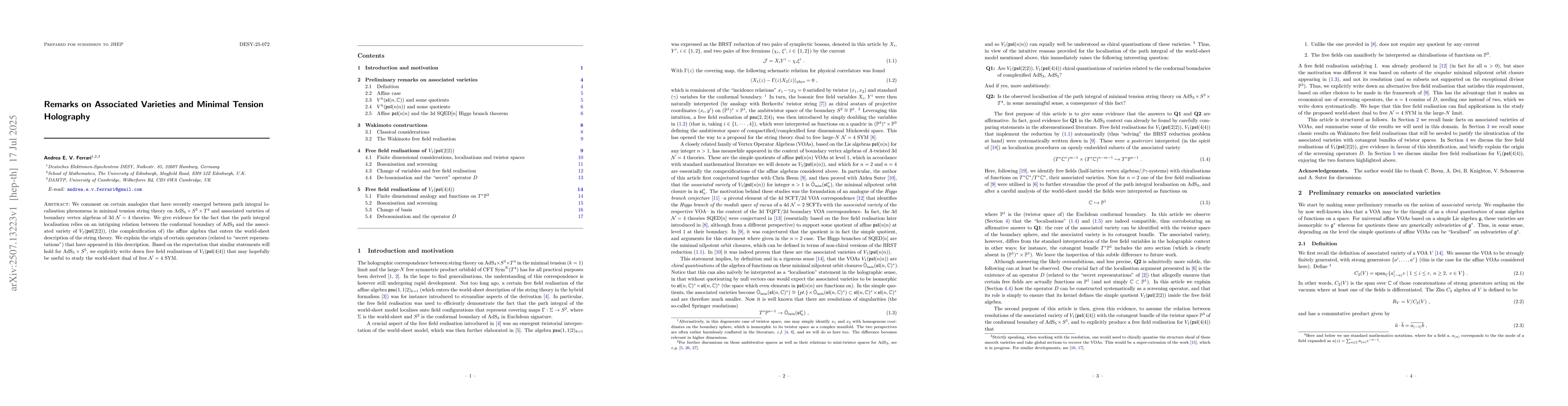 Thumbnail for Remarks on Associated Varieties and Minimal Tension Holography