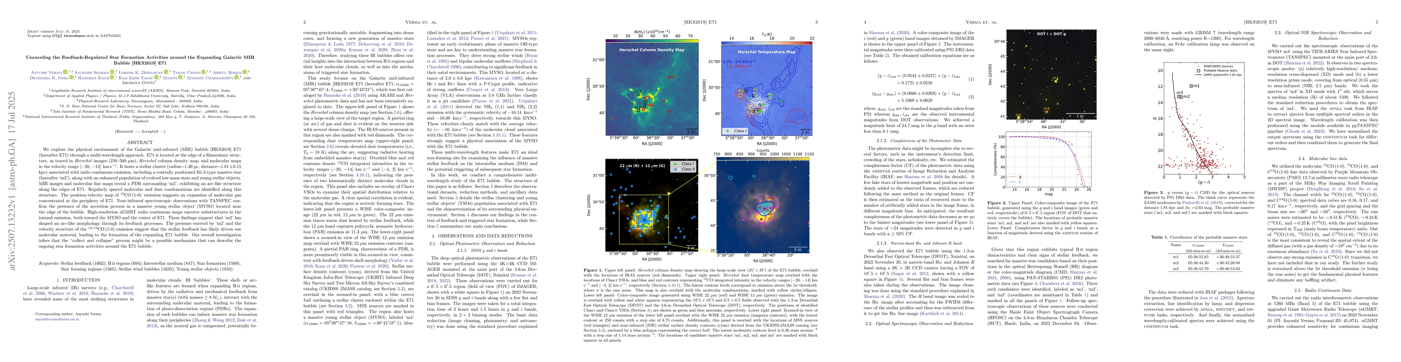 Thumbnail for Unraveling the Feedback-Regulated Star Formation Activities around the
  Expanding Galactic MIR Bubble [HKS2019] E71