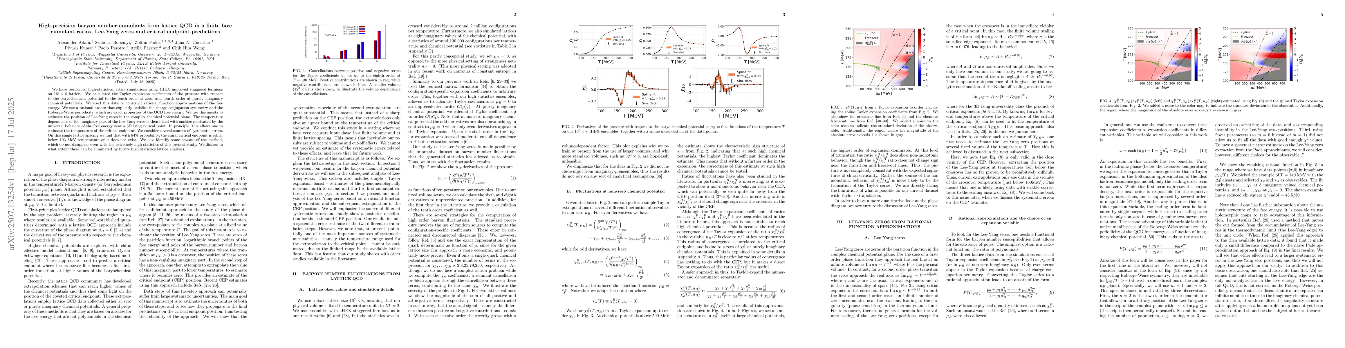 Thumbnail for High-precision baryon number cumulants from lattice QCD in a finite box:
  cumulant ratios, Lee-Yang zeros and critical endpoint predictions