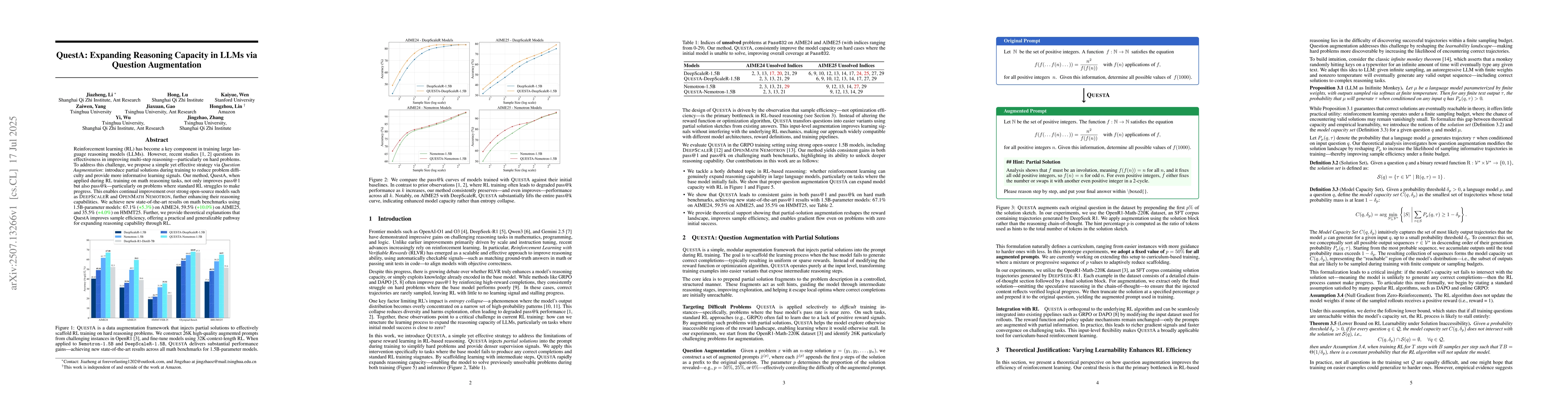 Thumbnail for QuestA: Expanding Reasoning Capacity in LLMs via Question Augmentation