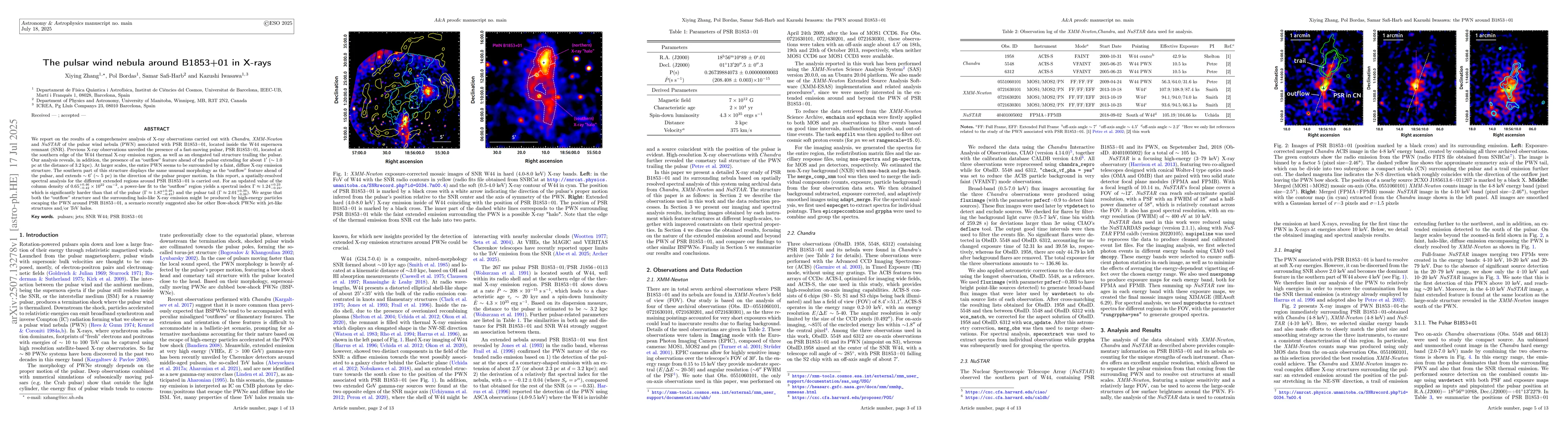 Thumbnail for The pulsar wind nebula around B1853+01 in X-rays