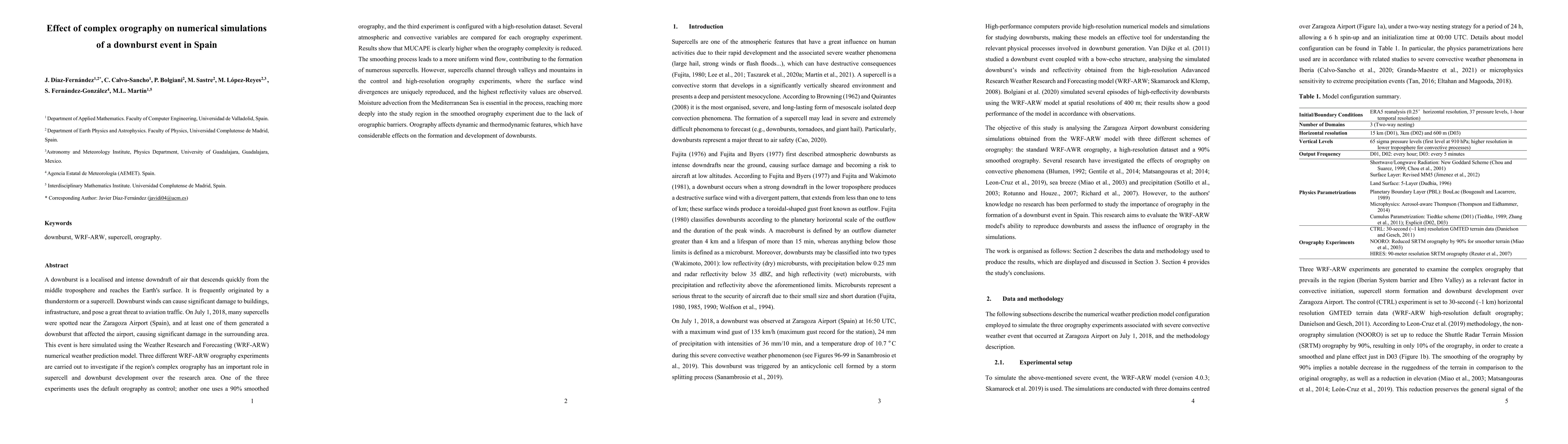 Thumbnail for Effect of complex orography on numerical simulations of a downburst
  event in Spain