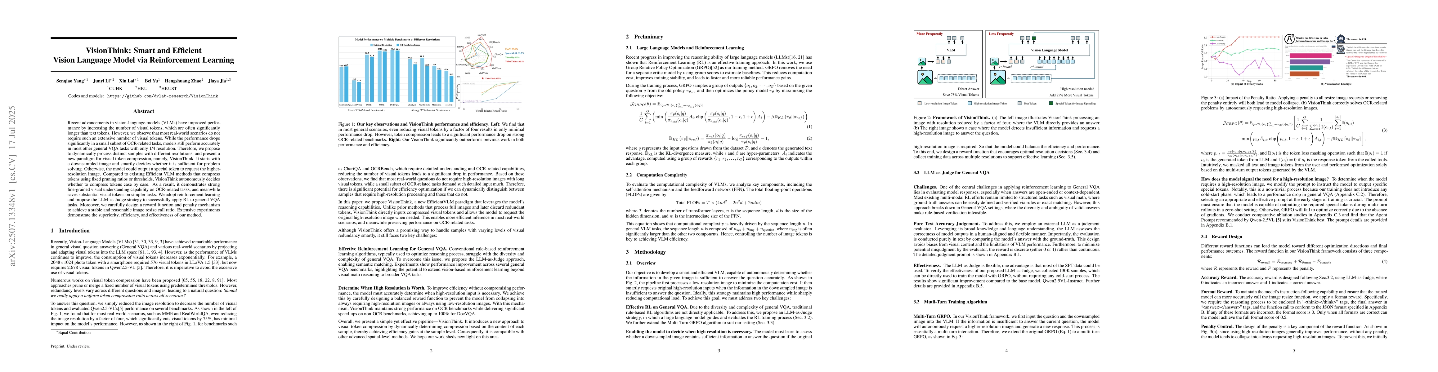 Thumbnail for VisionThink: Smart and Efficient Vision Language Model via Reinforcement
  Learning