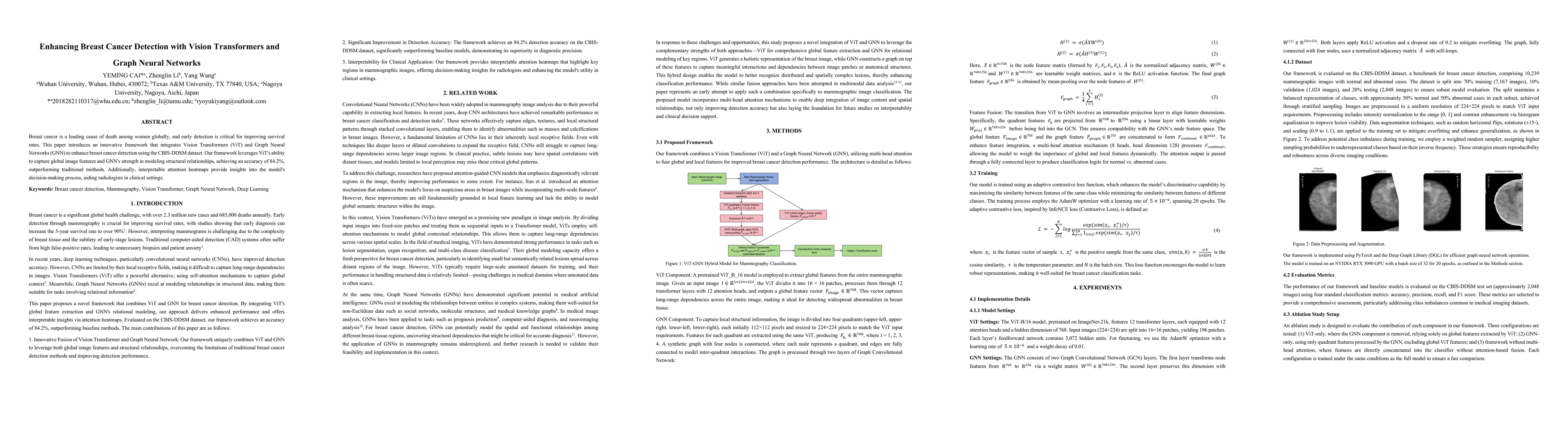 Thumbnail for Enhancing Breast Cancer Detection with Vision Transformers and Graph
  Neural Networks