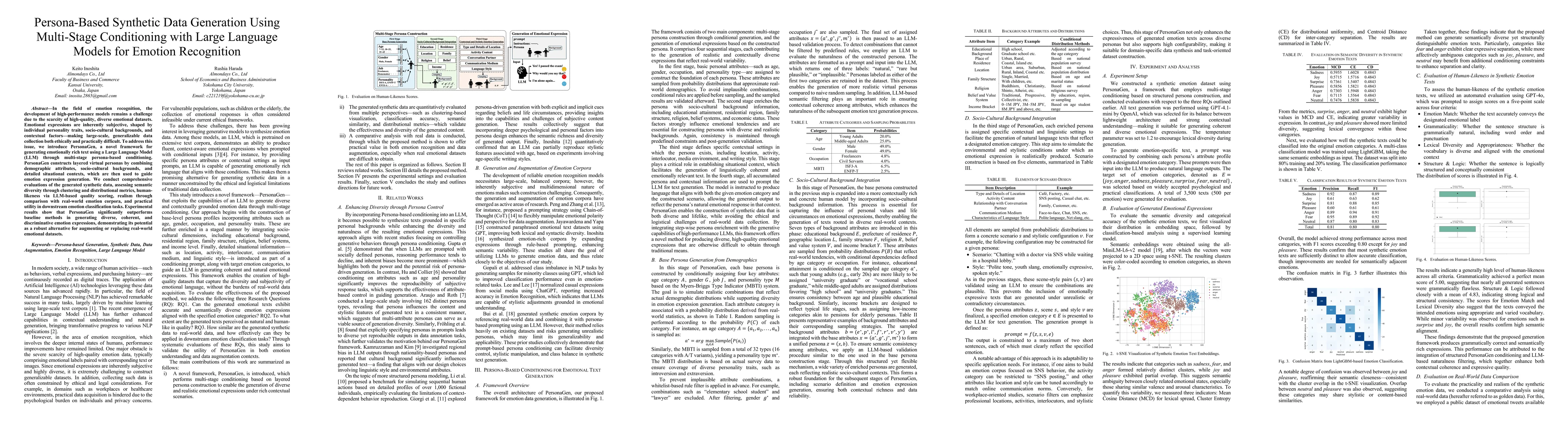 Thumbnail for Persona-Based Synthetic Data Generation Using Multi-Stage Conditioning
  with Large Language Models for Emotion Recognition