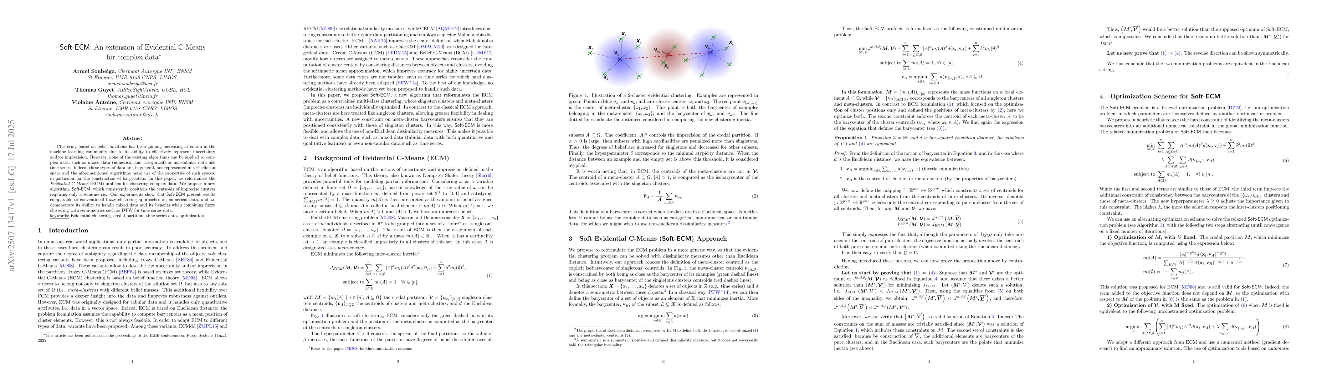 Thumbnail for Soft-ECM: An extension of Evidential C-Means for complex data