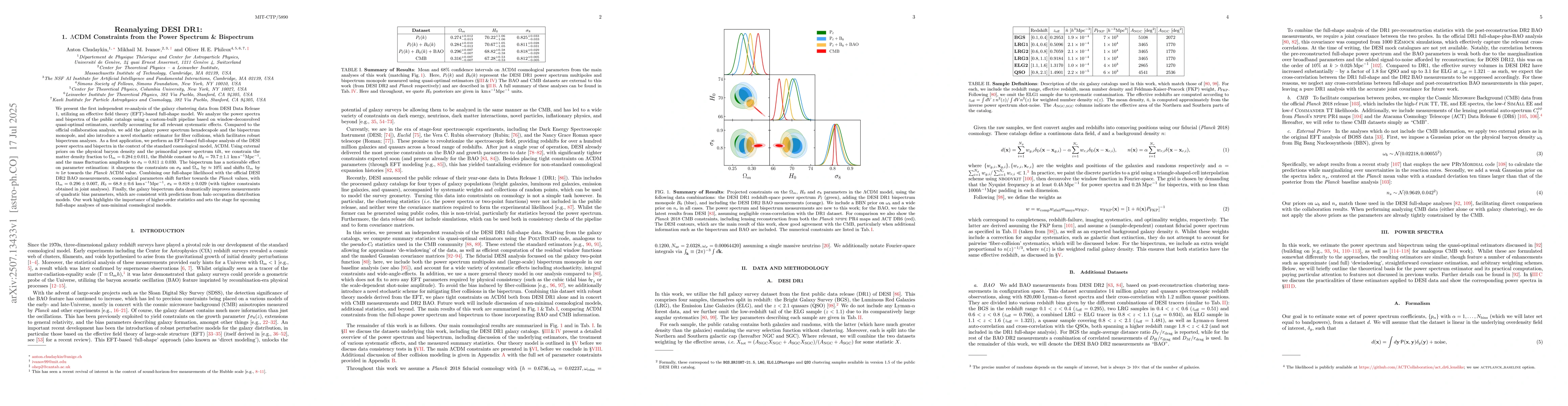 Thumbnail for Reanalyzing DESI DR1: 1. $Λ$CDM Constraints from the Power
  Spectrum and Bispectrum