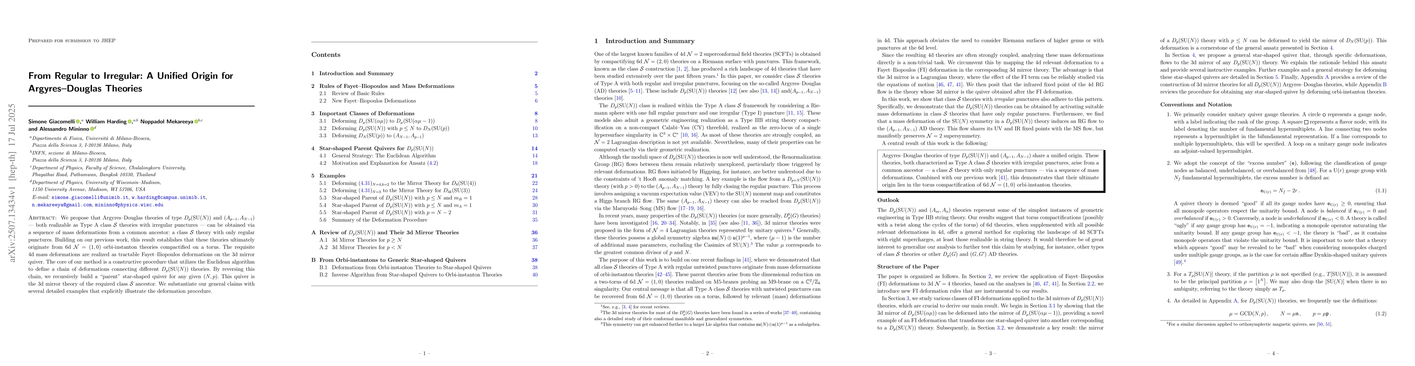 Thumbnail for From Regular to Irregular: A Unified Origin for Argyres-Douglas Theories