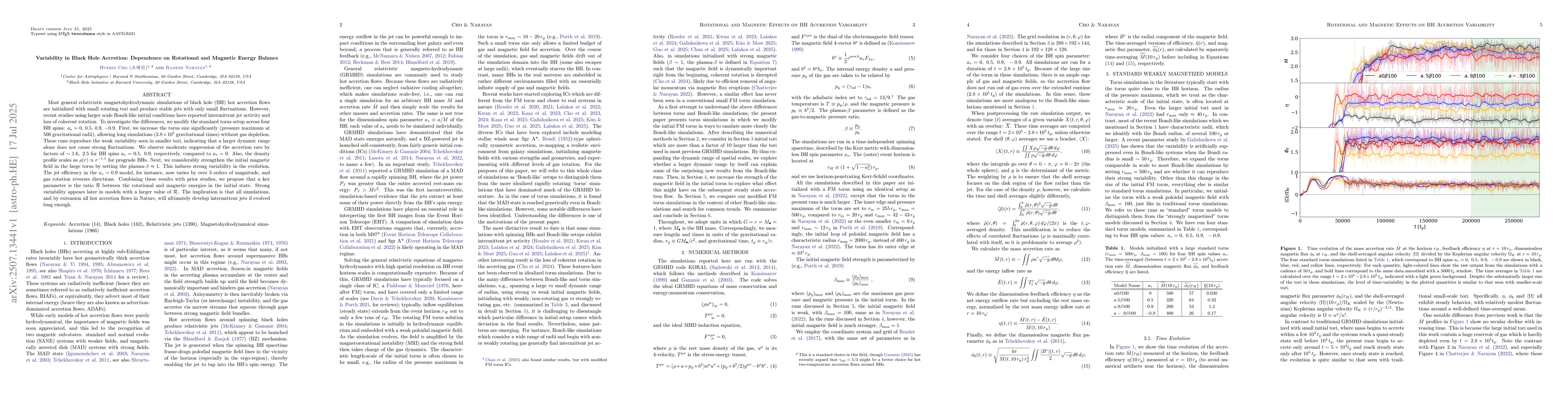 Thumbnail for Variability in Black Hole Accretion: Dependence on Rotational and
  Magnetic Energy Balance