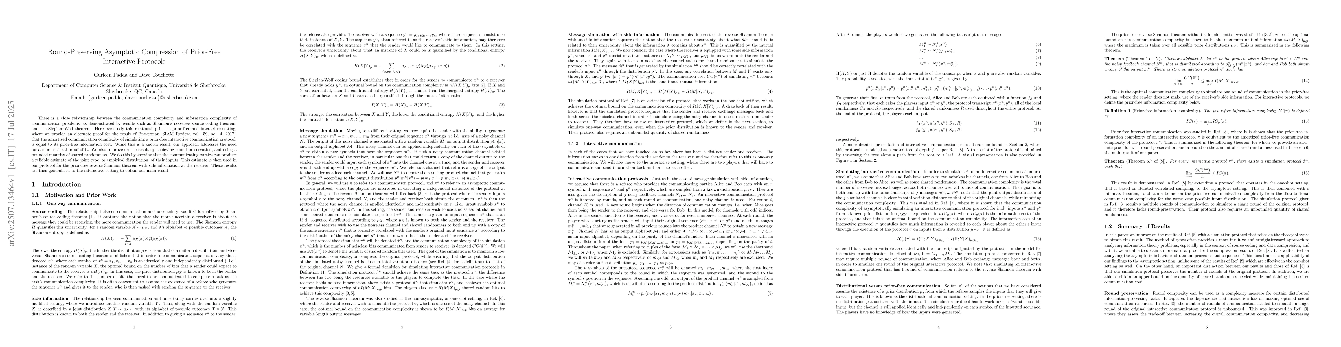 Thumbnail for Round-Preserving Asymptotic Compression of Prior-Free Interactive
  Protocols