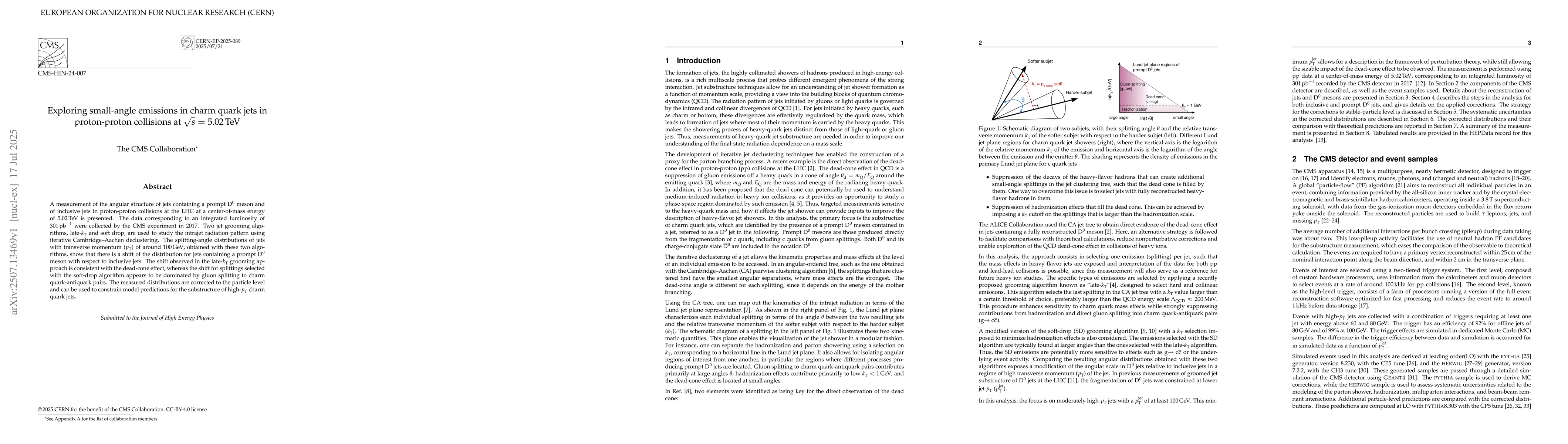 Thumbnail for Exploring small-angle emissions in charm quark jets in proton-proton
  collisions at $\sqrt{s}$ = 5.02 TeV