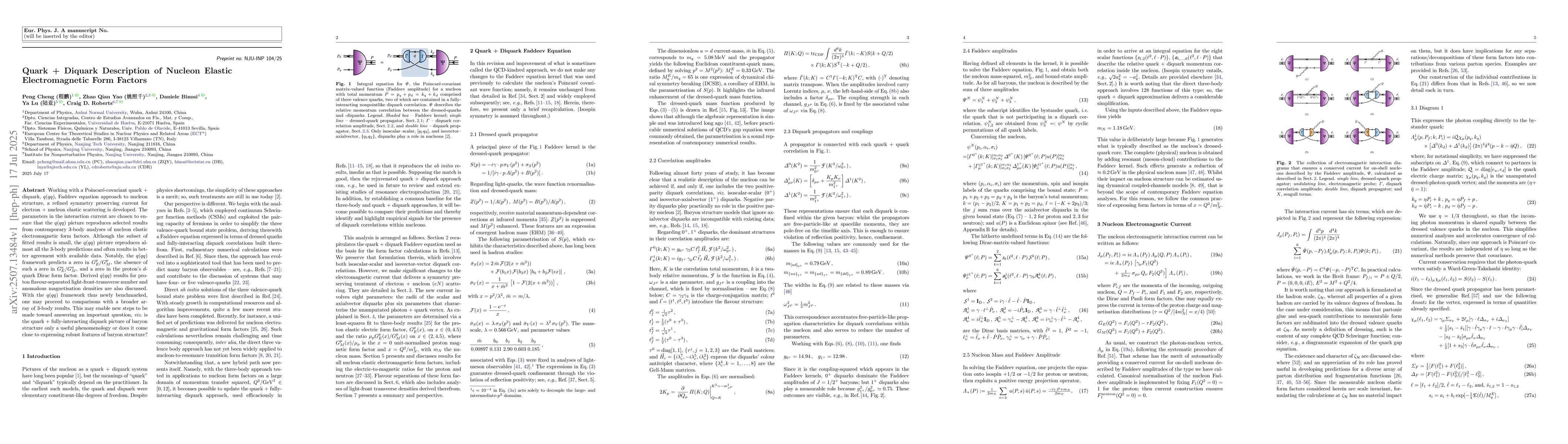 Thumbnail for Quark + Diquark Description of Nucleon Elastic Electromagnetic Form
  Factors