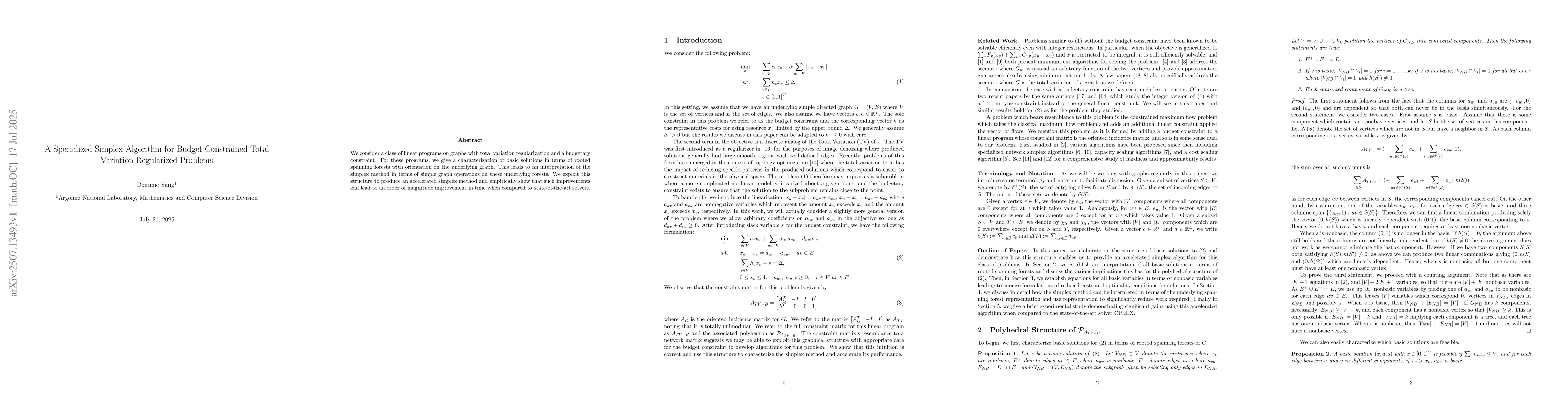 Thumbnail for A Specialized Simplex Algorithm for Budget-Constrained Total
  Variation-Regularized Problems