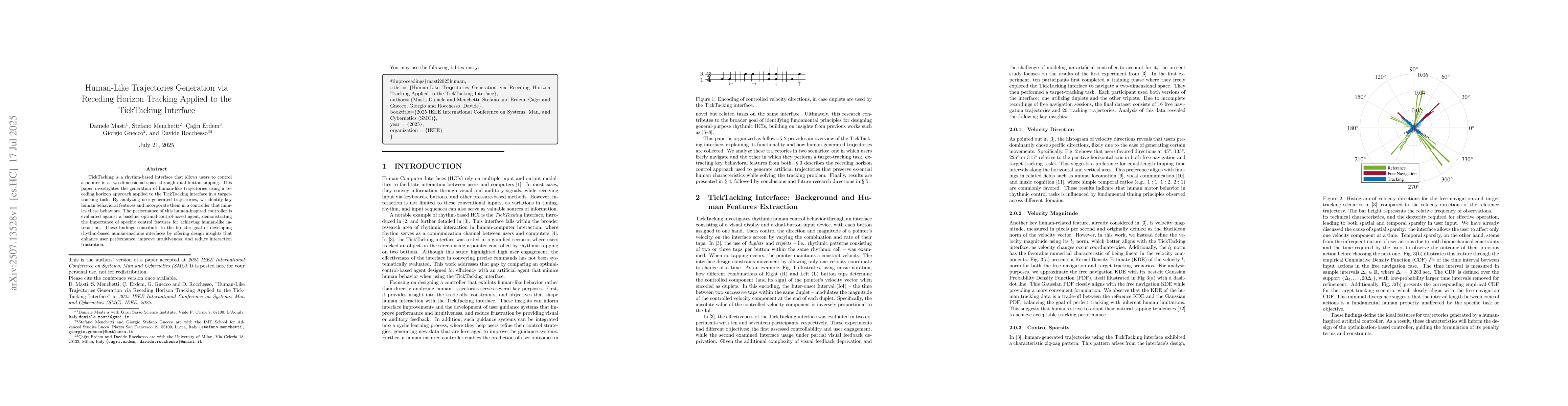 Thumbnail for Human-Like Trajectories Generation via Receding Horizon Tracking Applied
  to the TickTacking Interface