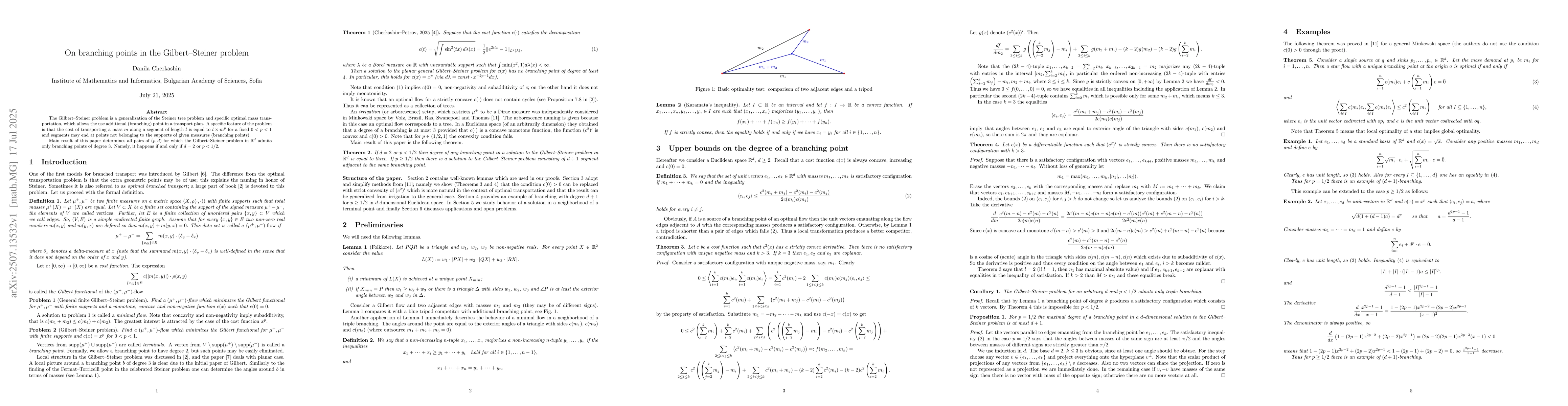 Thumbnail for On branching points in the Gilbert-Steiner problem