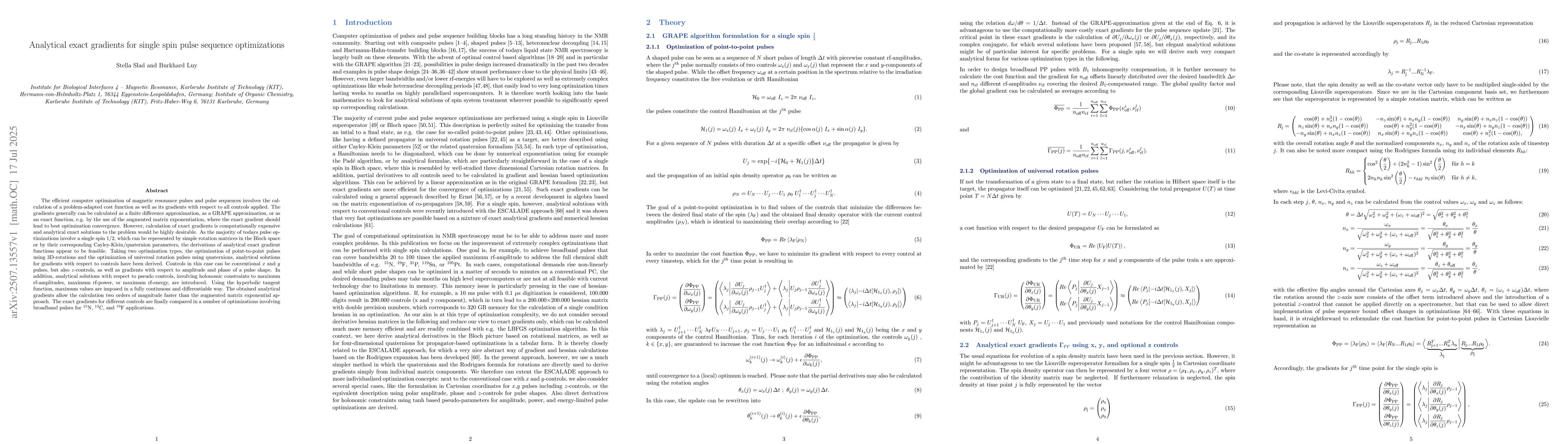 Thumbnail for Single spin exact gradients for the optimization of complex pulses and
  pulse sequences