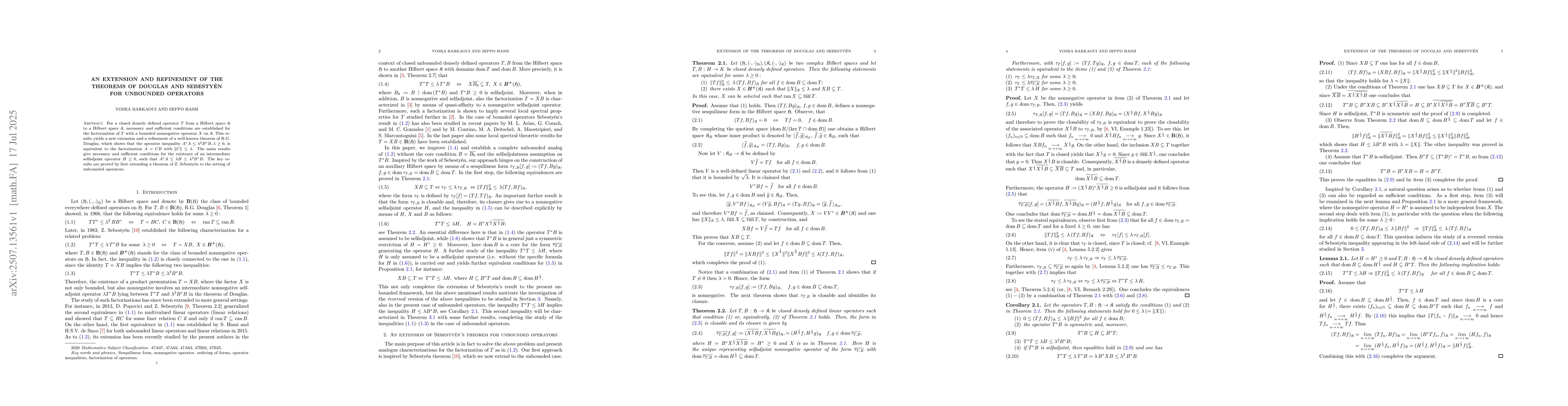Thumbnail for An extension and refinement of the theorems of Douglas and Sebestyén
  for unbounded operators
